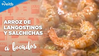 A BOCADOS: Arroz de langostinos y salchichas + Setas empanadas con alioli