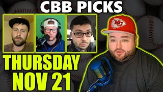 Thursday CBB Picks with Kyle Kirms | College Basketball 11/21