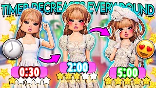 *TIMER DECREASES* EVERY ROUND in DRESS TO IMPRESS!! *REALLY HARD CHALLENGE* (Roblox)