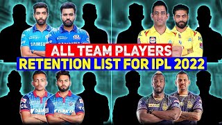 IPL 2022 Final Retained Players List | Mi KKR CSK DC Player Retained list IPL 2022