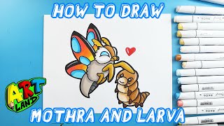 How to Draw CARTOON MOTHRA AND LARVA