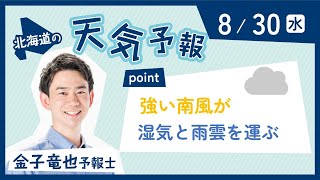 「強い南風が湿気と雨雲を運ぶ」⑧月30日（水）北海道のお天気金子竜也気象予報士