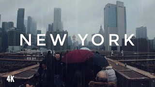 Rainy Day in NYC: Moody 4K Walk on Brooklyn Bridge \u0026 Manhattan