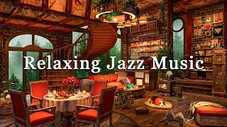 Cozy Cabin Ambience in Forest at Rainy Day ☕ Rain Sounds and Jazz Music for Relax, Sleep, Unwind
