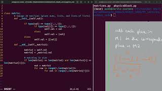 Solving problems with Python - matrix addition with a custom class