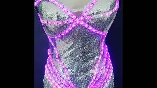 CHARISMATICO LED Light Sequin Drag Queen Showgirl Sequin Leotard