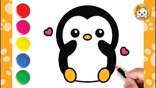 How to Draw a Cute Penguin Easy For Kids | Cute Drawing and Coloring