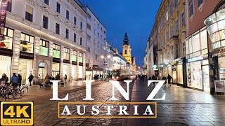 Linz Austria 🇦🇹 January,  Evening Walking Tour 4K UHD