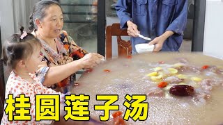 幺妈带小拾妹去摘莲蓬，把莲子剥出来和桂圆一起炖汤，盐都不用放好清甜哦【幺妈和幺叔】