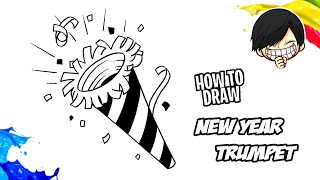 How to draw New Year Trumpet
