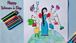Women's Day Posters, 8th March Posters, Women's day drawing ideas, International Women's day drawing