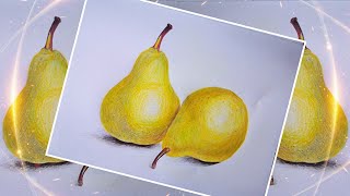 #45  Sketch of pears/手绘/绘画视频/画画教程/Sara公开课/画素描/素描梨/手绘/画/手账装饰/手繪/畫