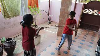 Silambam in Tamil | Adarsh \u0026 Akshara | Brother and Sister Fight Attack | Dr Arivanban