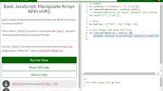 Basic JavaScript Manipulate Arrays With shift free code camp Dani