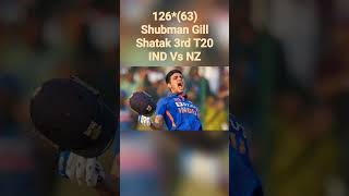 126*(63) Shubman gill 3rd T20 IND Vs NZ #cricket