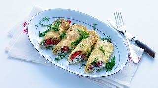 Rolled omelet with basil and cottage cheese – Savory