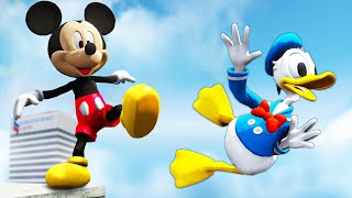 GTA 5 Water Ragdolls Mickey Mouse vs Donald Duck Jumps/Fails (Funny Moments)