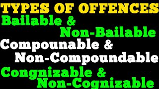 Types Of Offences, Cognizable, Bailable \u0026 Compoundable Offences? अपराधों के प्रकार और  कानूनी पहलू