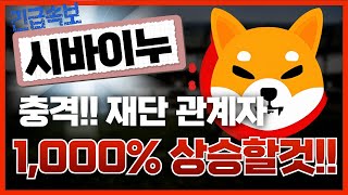 🔴시바이누, [긴급]충격!! 재단 관계자🔥1,000% 상승할것!!