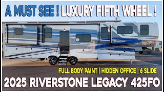 WOW! Hidden Office! 2025 Riverstone 425FO Front Living Room Luxury Fifth Wheel at Couchs RV Nation