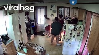 Raccoon Chases Girl Through House || ViralHog