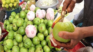 This Old Man Sells Extremely Healthy Fruits Guava (Pyara) Masala with Extreme Knife Skills! #BdFood