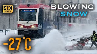 【4K】Surviving the Deep Freeze: -27°C Blowing Snow Walking Tour in Downtown Calgary #4kwalk  #snow