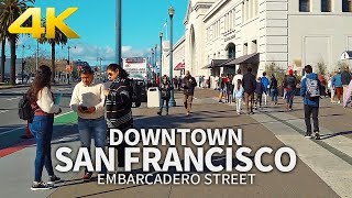 SAN FRANCISCO - Embarcadero Street Walk in Downtown San Francisco, California, USA, Travel, 4K UHD