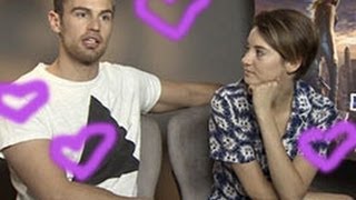 Theo James and Shailene Woodley talk practicing kissing on each other before filming Divergent