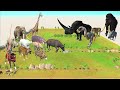 Animal vs. Prehistoric mammals speed race. Fenced grassland field! | Animal Revolt Battle Simulator