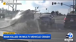 Car goes airborne in deadly multi-vehicle crash in Orange County