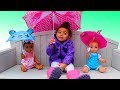 Rain Rain Go Away Nursery Rhymes Song - Playing with Umbrellas