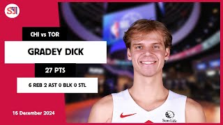 GRADEY DICK 27 PTS vs CHI 16 Dec 24-25 TOR Highlights