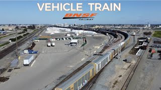 BNSF, Vehicle Train, Calwa Diamond, Drone View, + GECX 4813 Locomotive