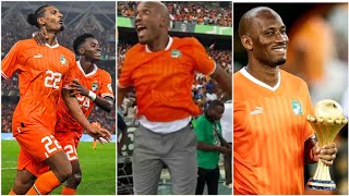 Drogba celebration when Sebastien Haller scored the winning goal in AFCON final
