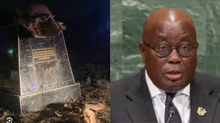 Akuffo Addo's.statue totally destroyed and broken down by thugs