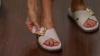 Schutz Leather Crossband Sandals -Enola Crossed on QVC