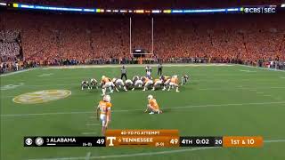 Tennessee game winning field goal vs Alabama 2022 College Football