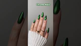 velvet green chrome nails matte top coat #chrome #greennails #chromenails #velvet #velvetnails #yt