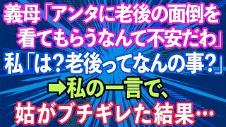 【スカッとする話】義母「アンタみたいな人に私の老後の面倒を看てもらうなんて不安だわ」私「は？老後ってなんの事ですか？」→私の一言で姑がブチギレた結果