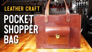 [leather craft]making a Pocket Shopper Bag