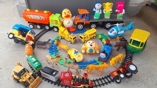 Baby doll damper truck gadi wala cartoon helicopter ka toy monster bulldozer cars dinosaur Juhu kids