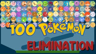 The 99 Times Eliminations - 100 Pokemon Elimination Marble Race in Algodoo