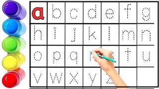 abcd small letter, abc song, abcd kids rhymes, collection for writing along dotted line for toddler