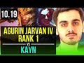 Agurin JARVAN IV vs KAYN (JUNGLE) | Rank 1, Rank 1 Jarvan IV, KDA 10/5/17 | EUW Challenger | v10.19