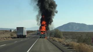 RV catches fire near Baker, Calif.