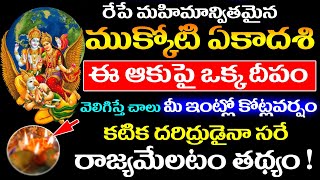 రేపే ముక్కోటి ఏకాదశి ఈ ఆకుపై ఒక్క దీపం వెలిగిస్తే మీ ఇంట్లో కోట్ల వర్షం !