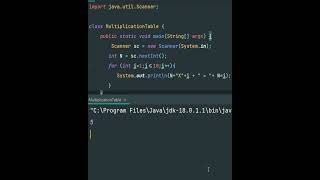 Multiplication Table || Java #shorts
