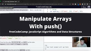 Manipulate Arrays With push (Basic JavaScript) freeCodeCamp tutorial