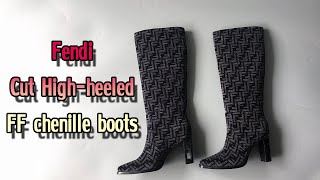 Fendi Cut High heeled FF chenille boots unboxing \u0026 review